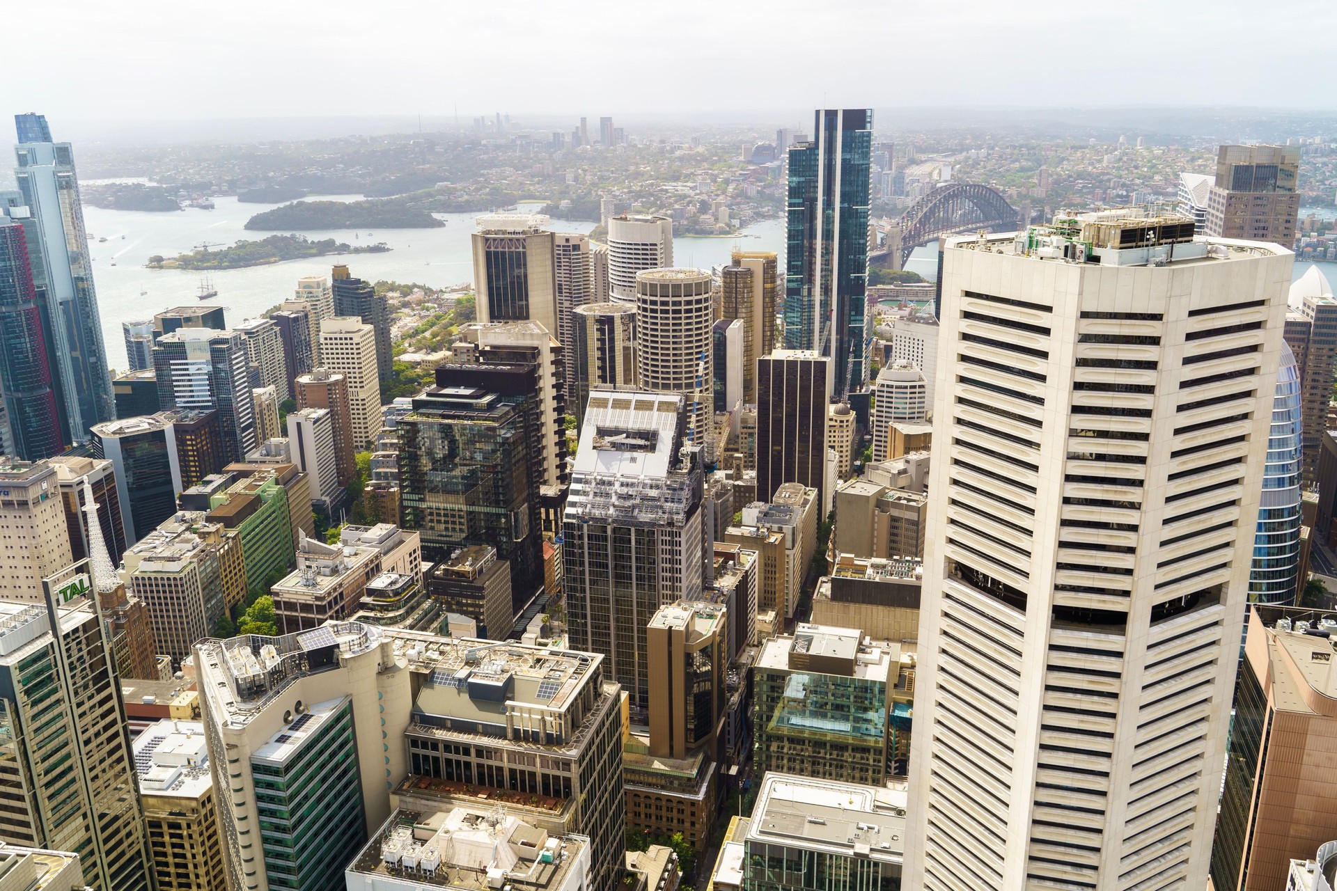 Aerial view of Sydney skyscrapers